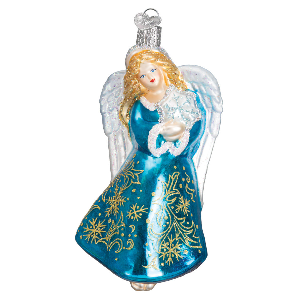 Old World Christmas Glistening Snowflake Angel Ornament