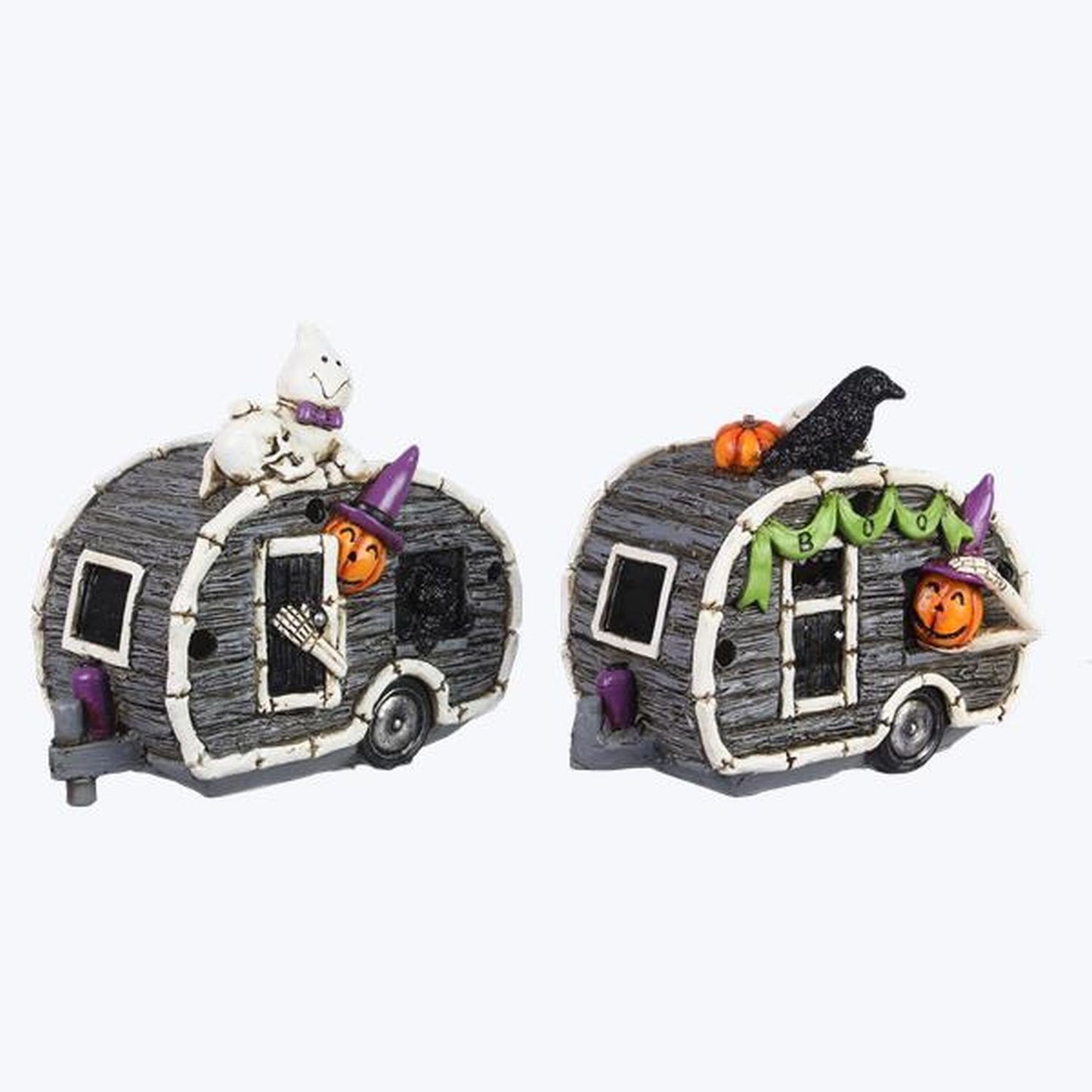 Young's Resin Haunted Camper-Ghost-Witches Hat Led Light Set Of 2 Assortment.