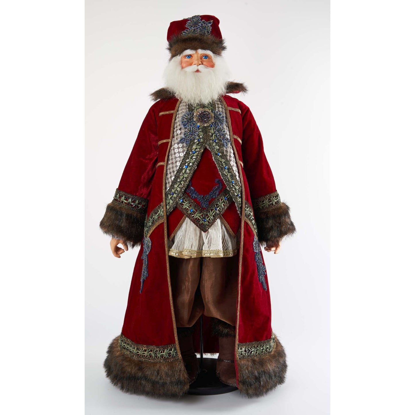 Katherine's Collection 2021 Santa's Hideaway Woodland Santa Doll, 32 Inches Red Polyester