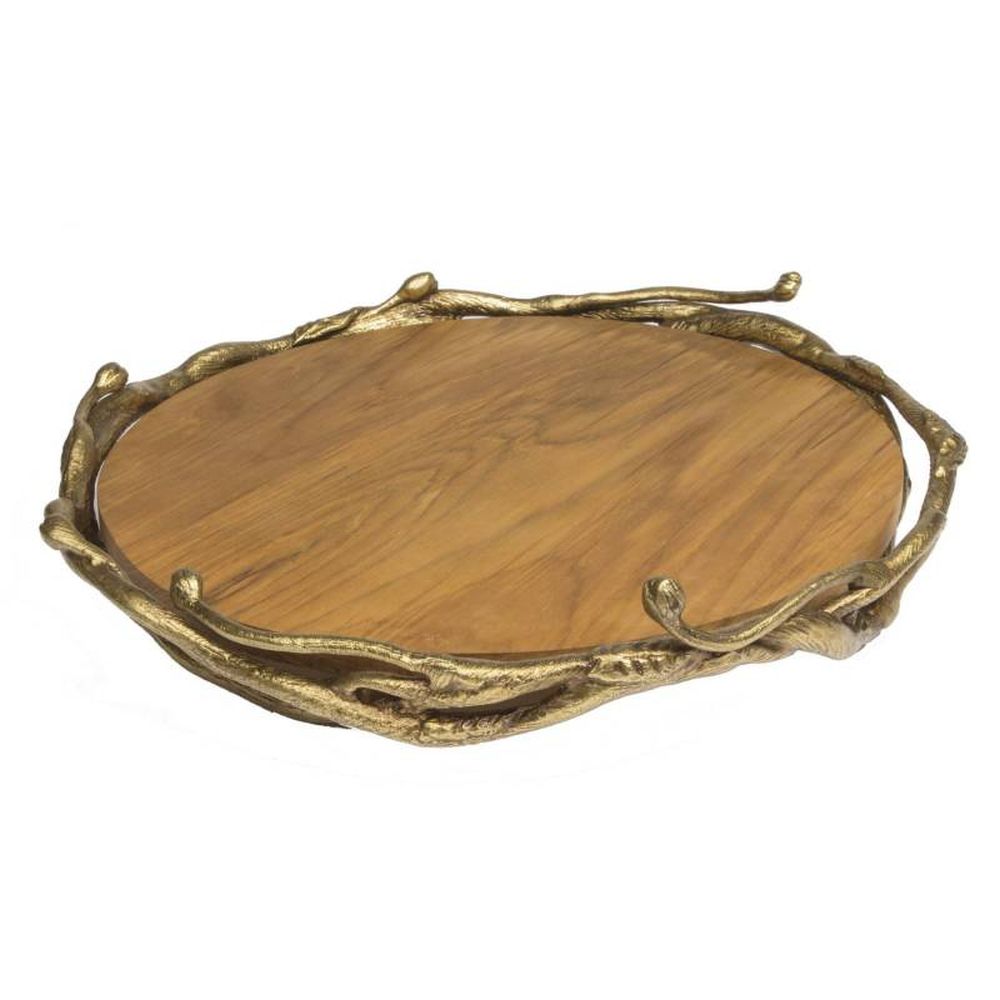 Quest Collection Round Wooden Challah Bread Cutting Board
