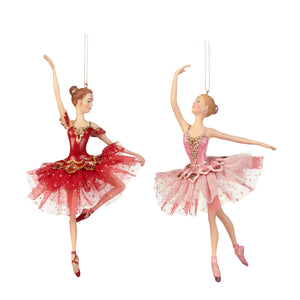 Goodwill Tulle Ballerina Ornament Burgundy/Pink 18Cm, Set Of 2, Assortment