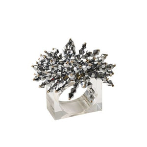 Kim Seybert Brilliant Napkin Ring In Silver, Glass, 2.5" x 2.5" x 2.75"