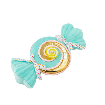December Diamonds Snow Cream Shoppe 14" Blue / Gold Swirl Candy Wrapper Figurine