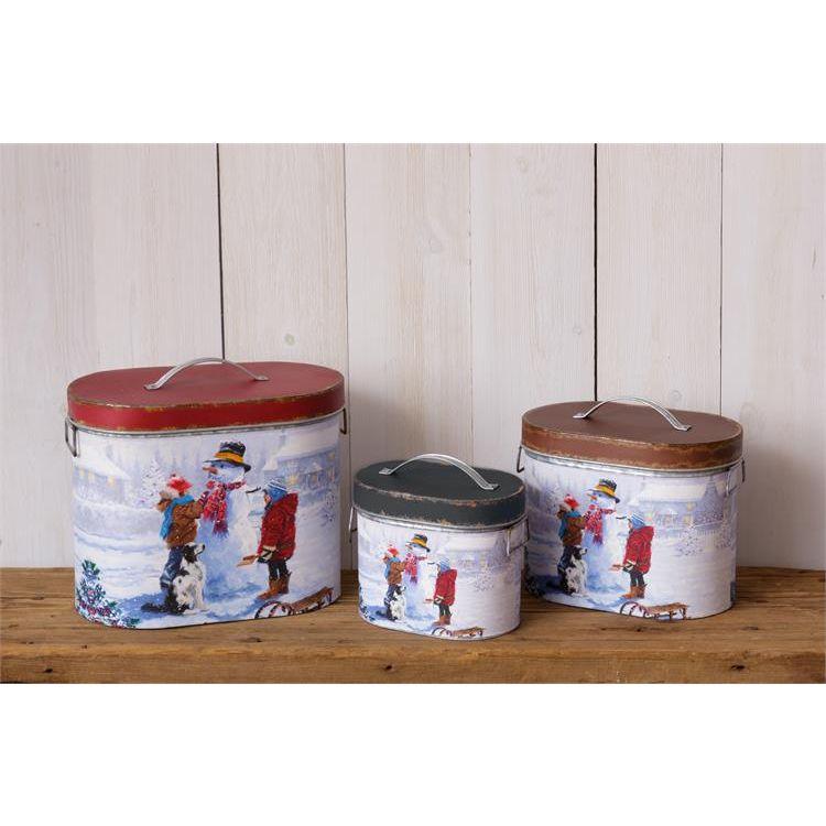 Audrey's Your Heart's Delight Set of 3 Snow Day - Nesting Tins, Metal by Audrey