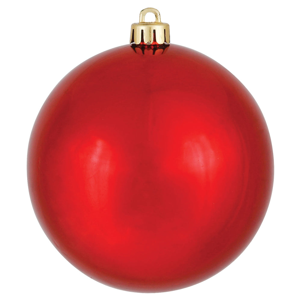 Vickerman 8" Red Shiny Ball Ornament, Plastic