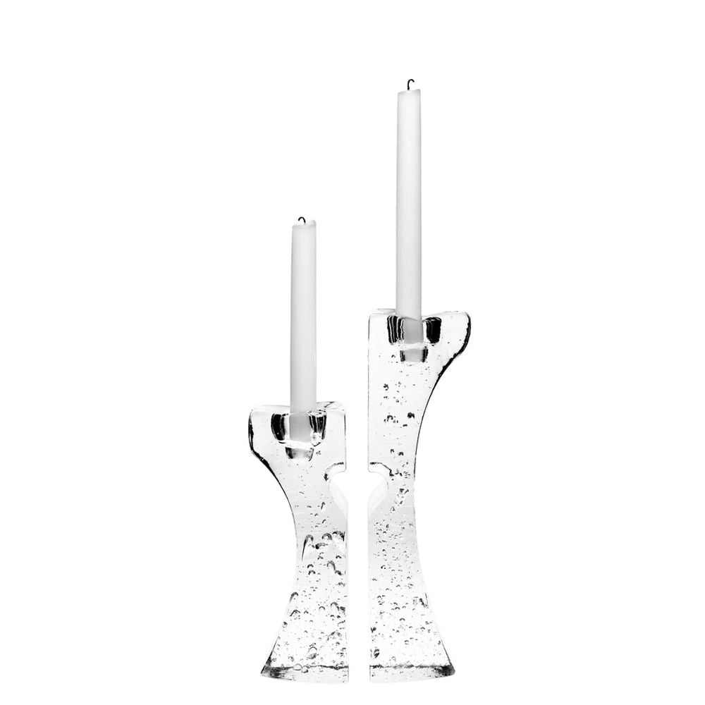 Kosta Boda Connect Candlestick Pair, Glass, Clear