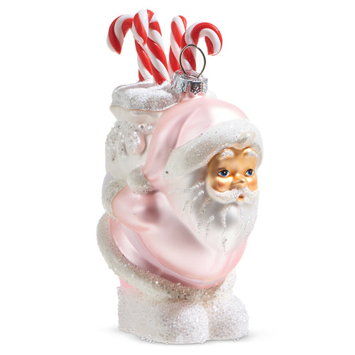 Raz Imports 2023 Jingle & Cocoa 5" Pink Santa With Candy Canes Ornament