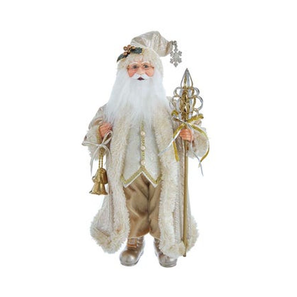 Kurt Adler 17" Kringles Light Gold Santa with Staff and Bells Figurine
