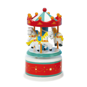 Musicbox Kingdom 5.1" Red & White Carousel Turns To The Melody “Magic Flute”