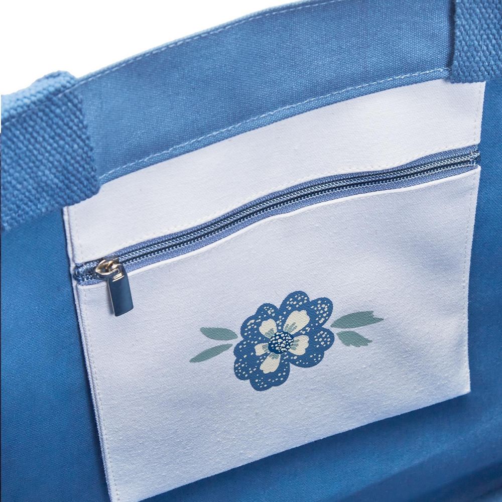 Two's Company Blue Floral Tote Bag with Inside Pocket Assorted 2 Designs