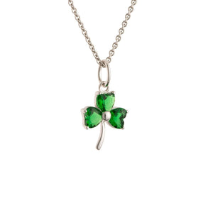 Galway Shamrock Green Crystal Sterling Silver Pendant 1.37 Gms - Rhodium Plated