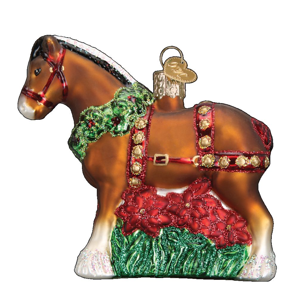 Old World Christmas Holiday Clydesdale Horse Ornament