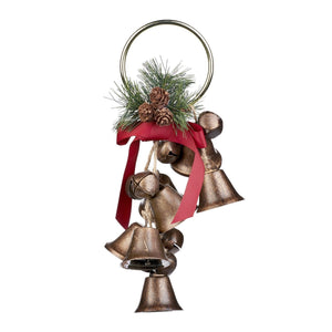 Goodwill Metal Christmas Bells Door Hanger Display Gold/Red 36Cm
