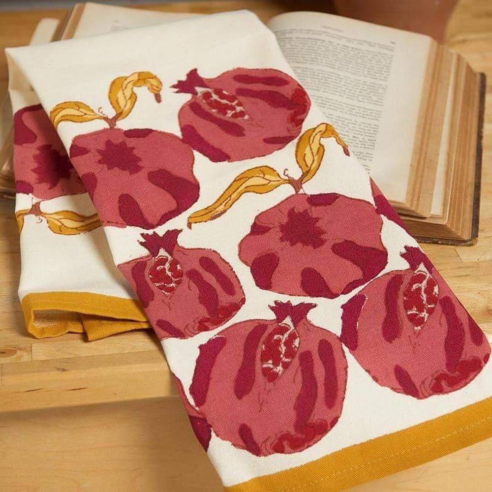 Couleur Nature Pomegranate Yellow/Red Tea Towels 20X30 - Set Of 3
