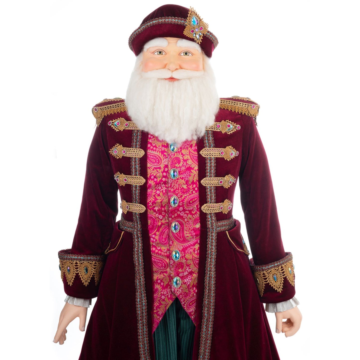 Katherine's Collection Sugar Plum Santa Life Size Doll, 29x20x64 Inches, Red Resin