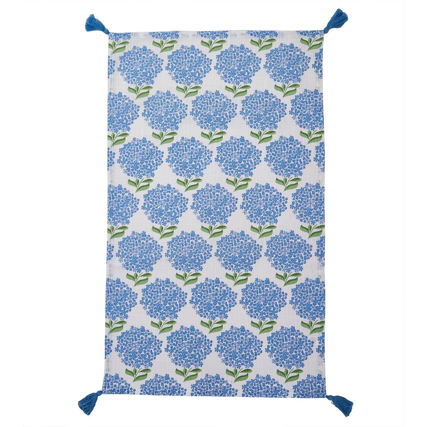 Two's Company Hydrangea Set Of 2 Dish Towels With Decorative Tassels - Cotton.