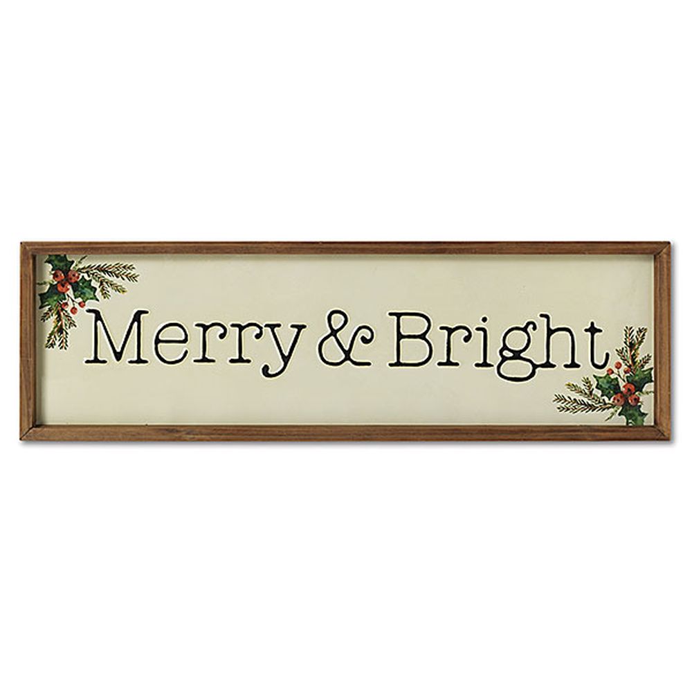 Gerson Company 27.6" Wood & Metal "Merry & Bright" Wall Sign