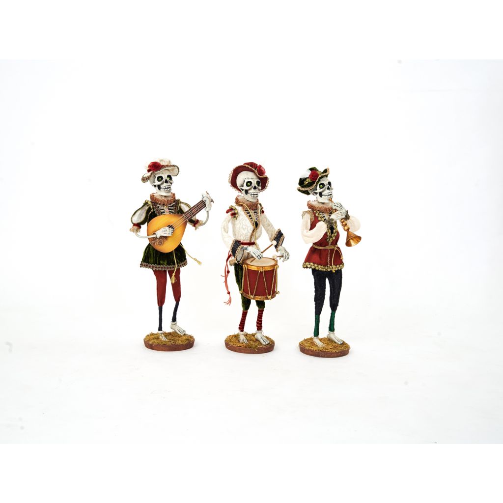 Katherine's Collection 2022 Shakesfeare Minstrel Skeleton Trio Figure, Assorted of 3