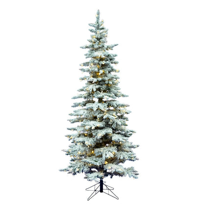 Vickerman 6.5' Flocked Utica Fir Slim Christmas Tree, Pure White Single Mold LED