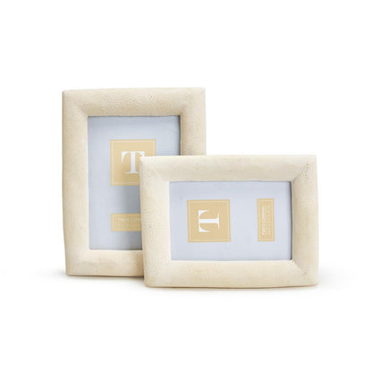 Two's Ivory Shagreen Texture Set of 2 Photo Frame in 2 Sizes: 4" X 6" & 5" X 7"