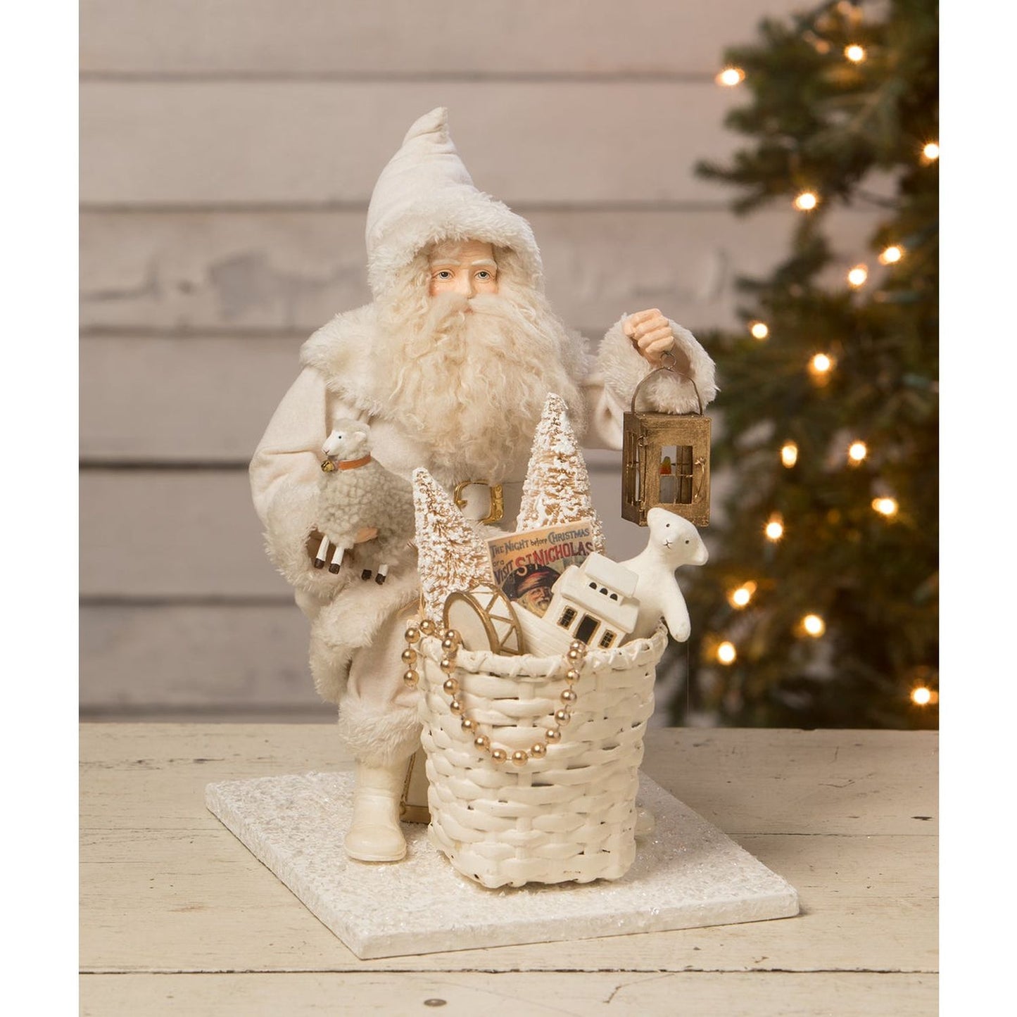Bethany Lowe Winter Wishes Santa With Basket Of Toys Figurine