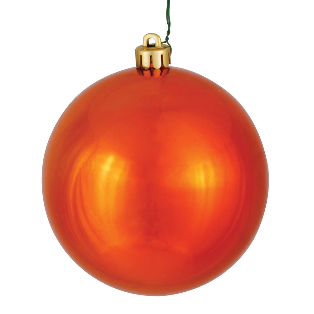 Vickerman 3" Burnished Orange Shiny Ball Ornament, 12 per Bag, Plastic