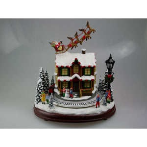 Musicbox Kingdom 3.9" Globe Santa & Bear In A Box Plays “Joy To The World”