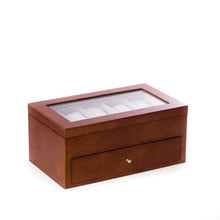 Load image into Gallery viewer, Bey Berk Cherry Wood 20 Watch Box With Glass Top &amp; Drawer