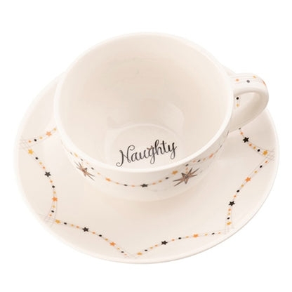 Aynsley Naughty Or Nice Cappuccino Cup & Saucer, Set of 2