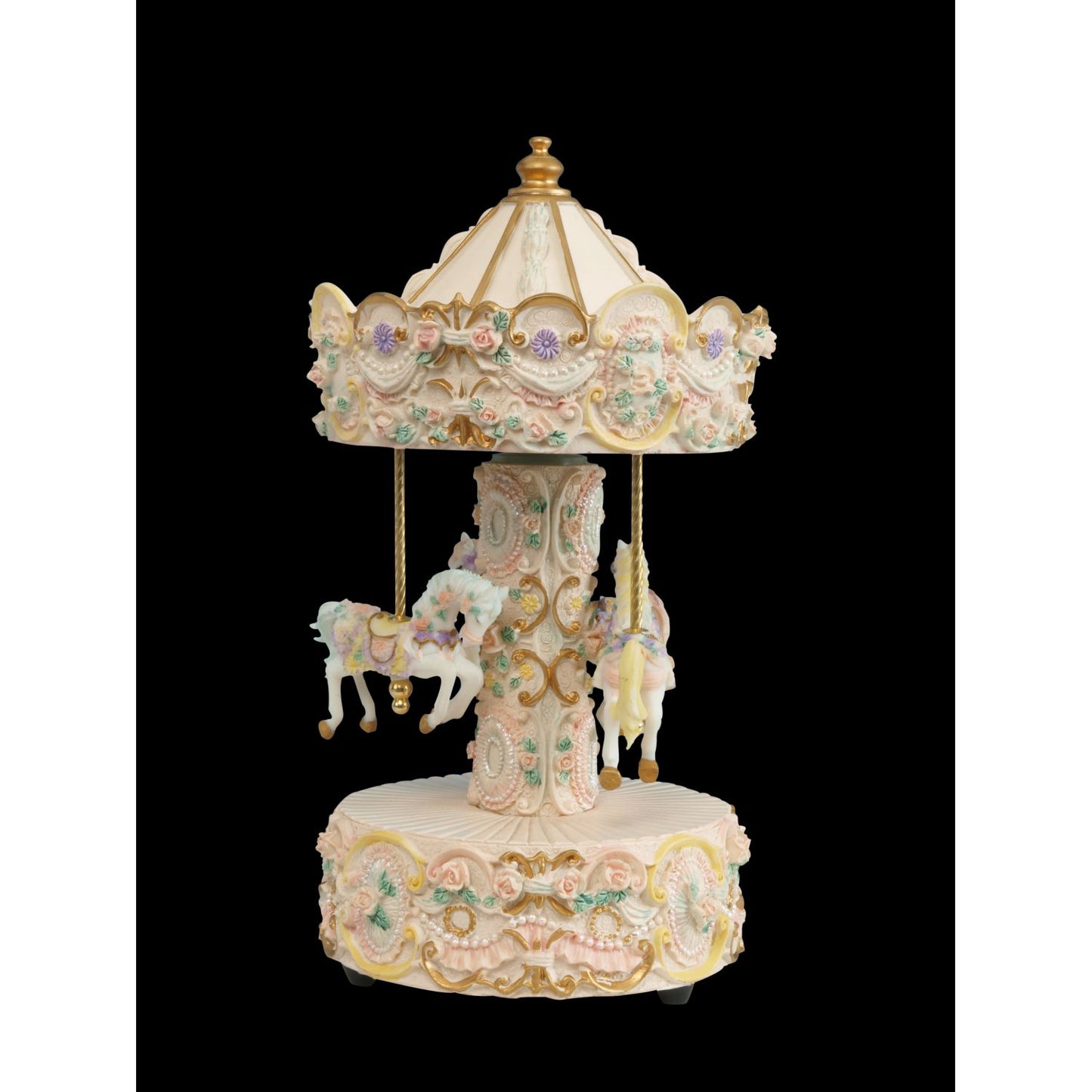 Musicbox Kingdom 9.1" Beige Carousel Turns To The Melody “For Elise”