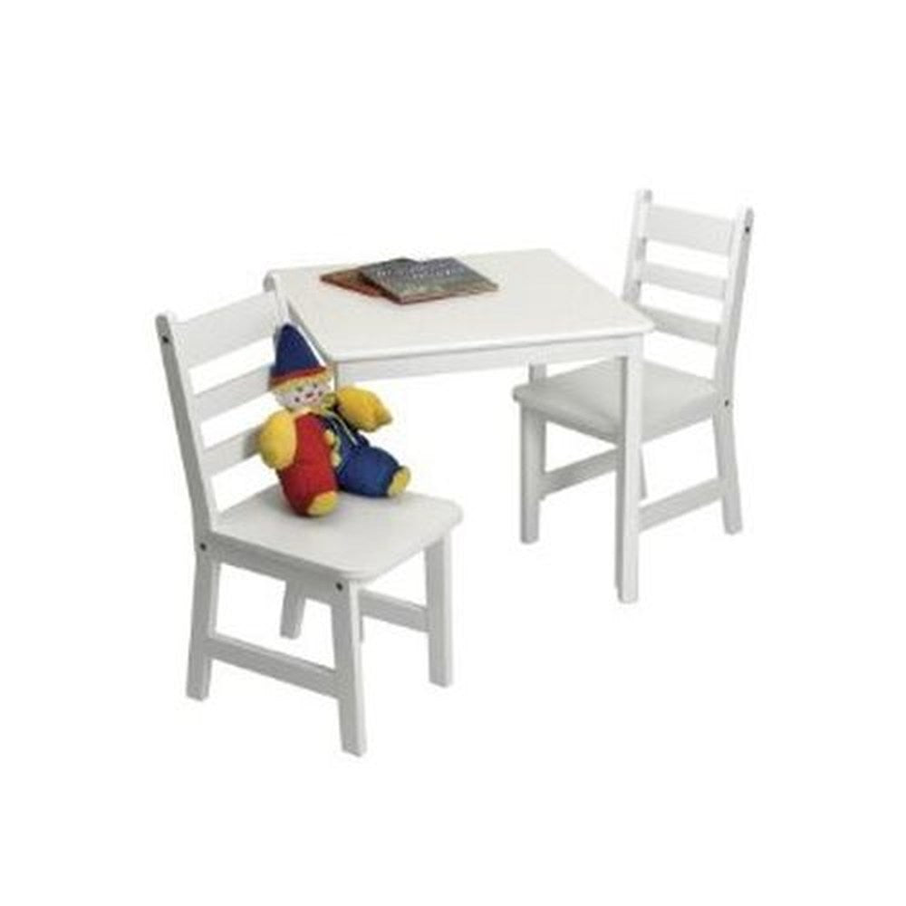 Lipper International Child's Square Table & 2 Chairs Set - White, Wood