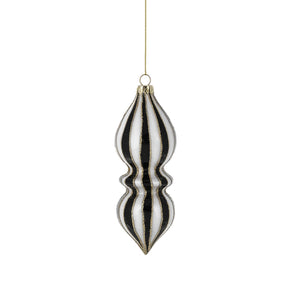 Ganz Black & White Striped Finial Ornaments (4 Pc. Set)