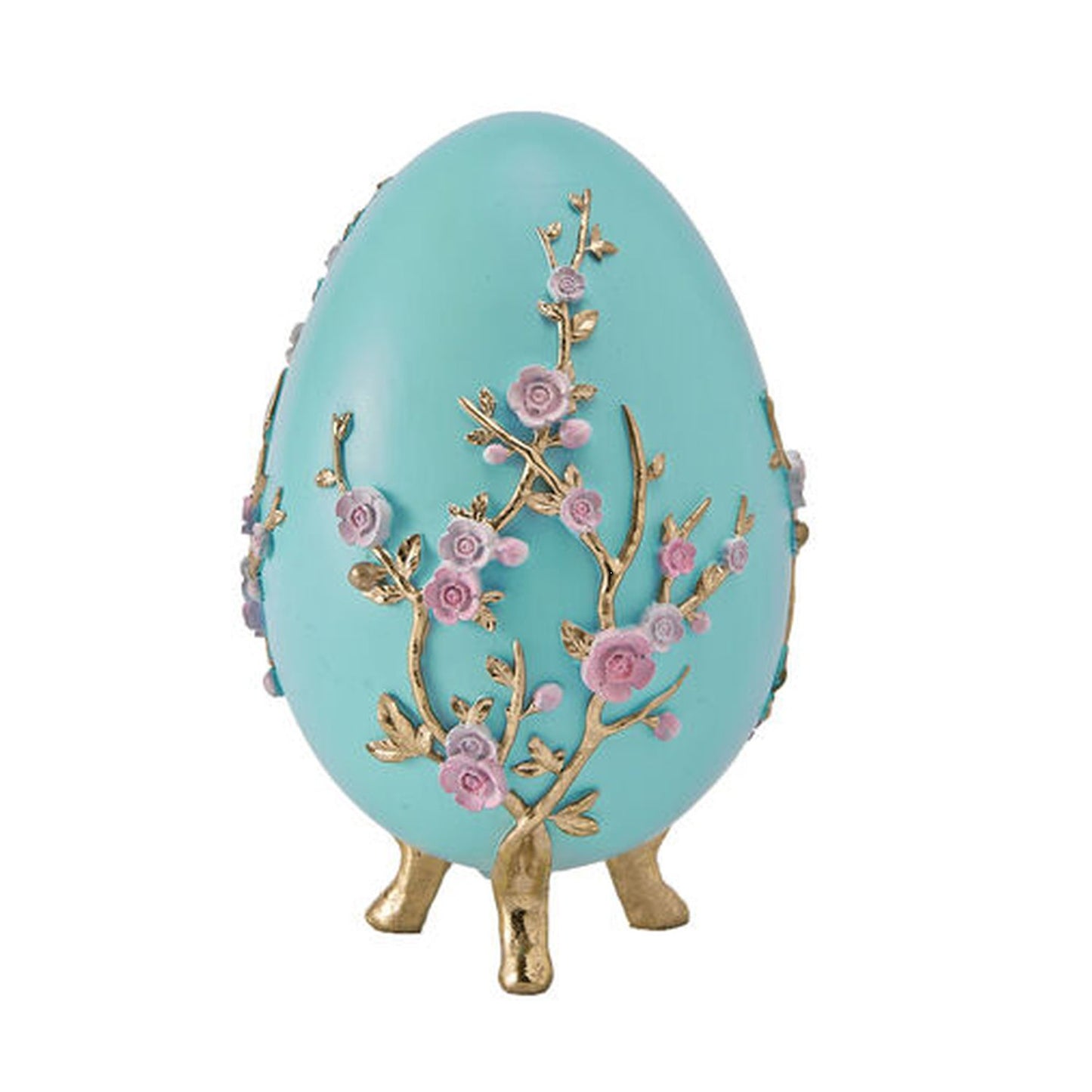 December Diamonds Spring Confections 7" Teal Egg With Pink Flowers