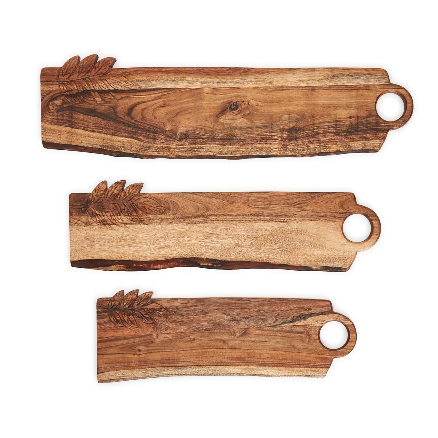 Two's Company Set of 3 Hand-Crafted Charcuterie Serving Boards w/ Leaf Design