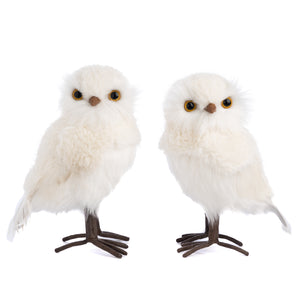 Goodwill Furry Owl Two-tone White/Cream, Set Of 2, Assortment