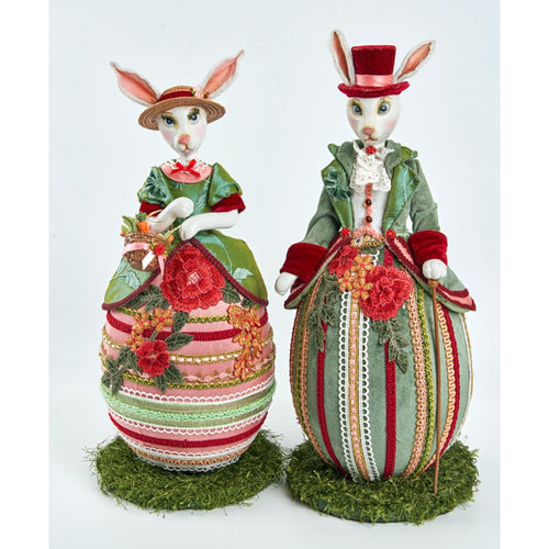 Katherine's Collection 2022 Henrietta and Henry Hare Tabletop Figures, Set of 2