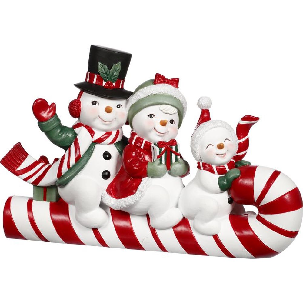 Mark Roberts Christmas 2023 Snowman & Candy Cane Tabletop Figurine 8X5''