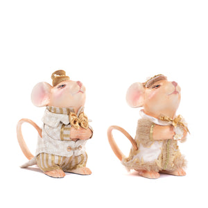 Goodwill Willow W.Lady/Gentleman Mouse Two-tone Gold 23Cm, Set Of 2, Assortment