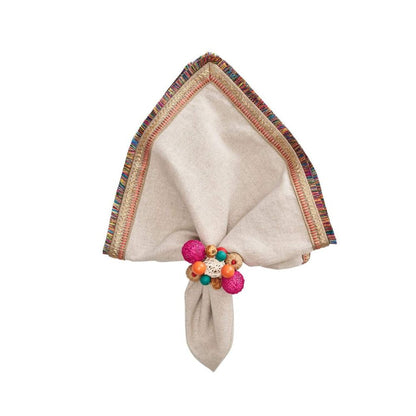 Kim Seybert Spectrum Napkin in Natural & Multicolor, Set of 4, Cotton, 21" x 21"
