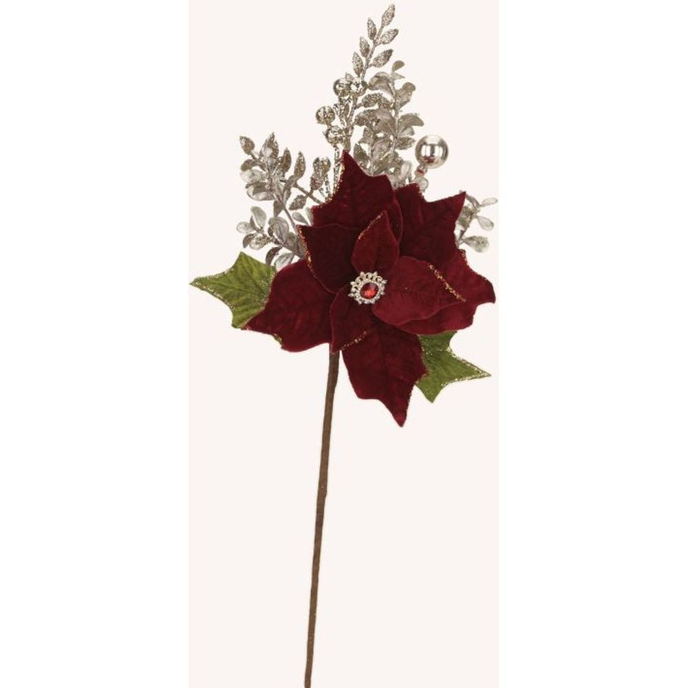 Mark Roberts Christmas 2023 Multi Jeweled Poinsettia Spray 26'', Red