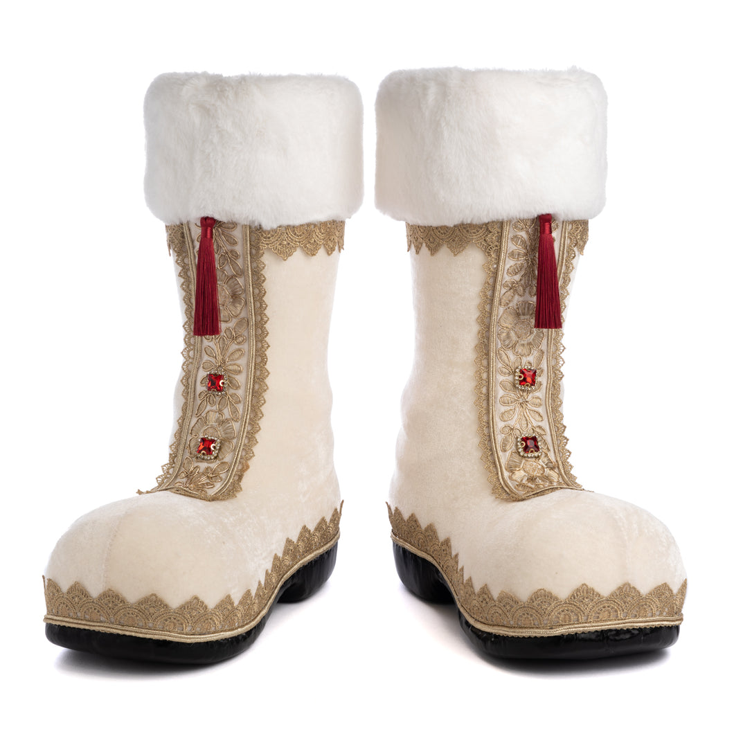 Goodwill Furry Fabric Santa Pair Of Boots Two-tone Cream 38Cm
