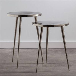 Torre & Tagus Lex Aluminum Pin Leg Nested Tables Set of 2, Silver, 19" x 15.5"