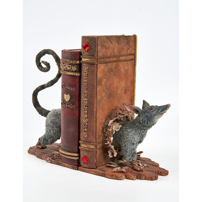 Katherine's Collection 2022 Shakesfeare Rat Bookends, 13.5"x5.5"x9.25". Brown Resin