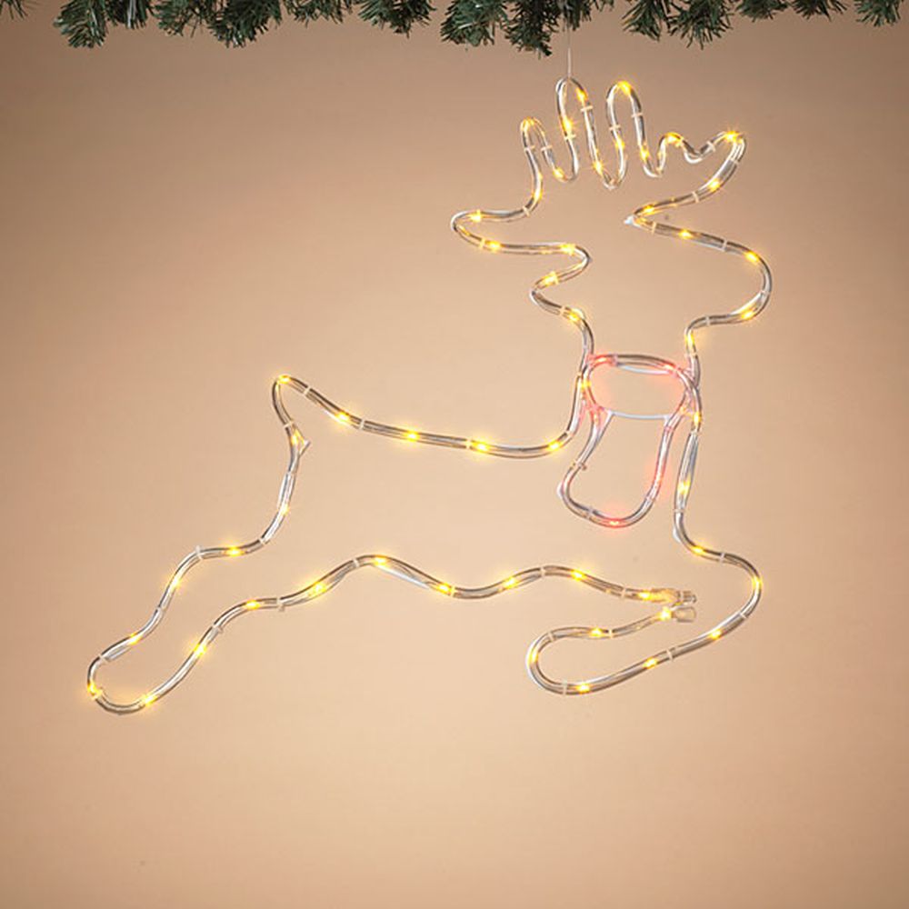 Gerson Company 18.5" B/O Rope Light Flying Reindeer W/ Iron Frame