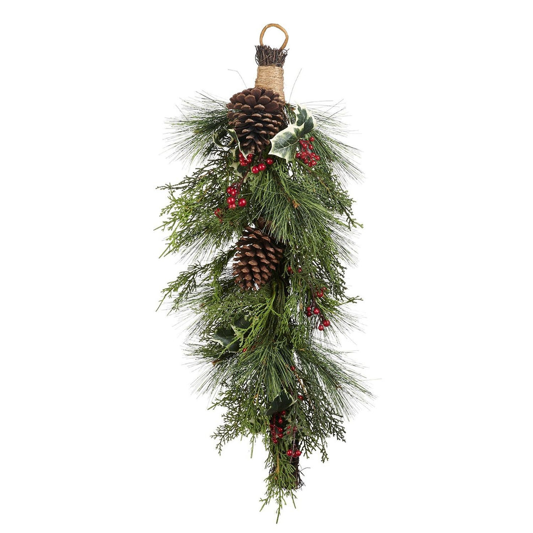 Goodwill Pine/Berry/Holly/Pinecone Teardrop Ornament Green 76Cm