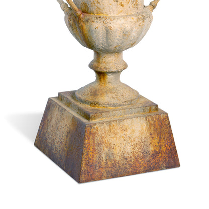 Park Hill Collection Fluted Metal Urn With Pedestal, 33"