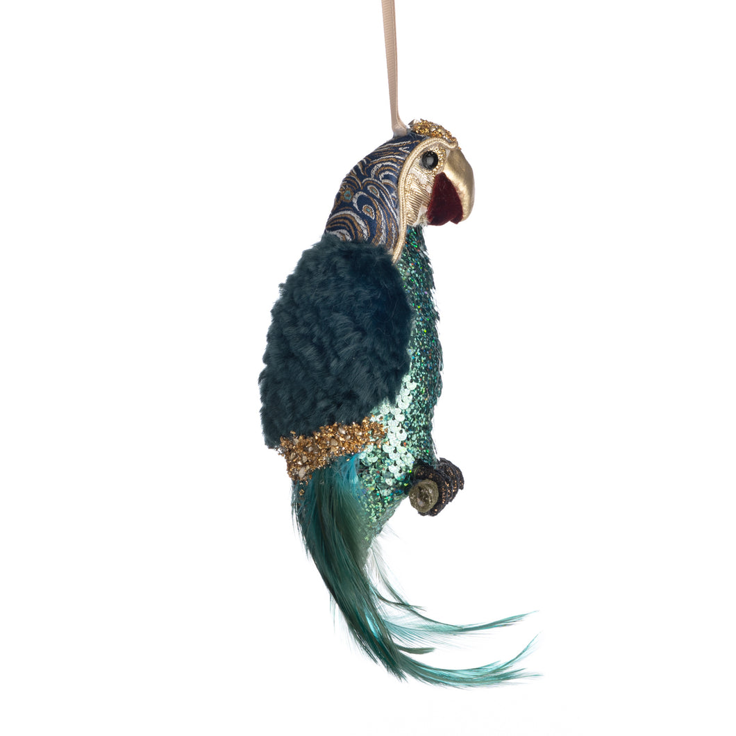 Goodwill Furry Sequin Parrot Ornament Blue/Green 22Cm