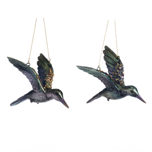 Sequin Flying HummingBird Ornament Green/Purple 13Cm, Set Of 2, Assortment
