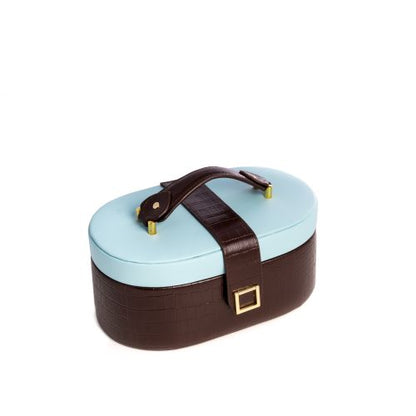 Bey Berk Blue & Brown "Croco" Leather Jewelry Box