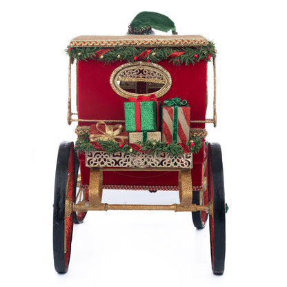 Katherine's Collection 2023 Christmas In The City Hansom Cab With Elf Driver Red